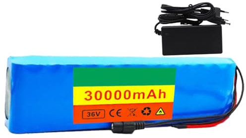 STTTBD 36V 30Ah Lithium-Ionen-Akku (10S3P) für E-Bike/E-Scooter/Motorrad, Hochleistungs-Akkupack mit Sicherheitsladegerät XT60