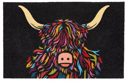 Artsy Mats - HighLand Cow Indoor Washable Doormat - Superior Absorption Non Slip Mat - Dirt Trapper Heavy Duty Floor Mat - Perfect for Hallway, Doorway, & Kitchen Mat, (80x50cm)