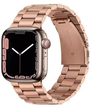 Stainless Steel Loop for Apple Watch Band 38/40/41/42/44/45 mm 49mm Ultra, Scratch/water Resistant Replacement Bands for iwatch Series Ultra Se 10 9 8 7 6 5 4 3 2 1 (Rose Gold, 38/40/41 mm)