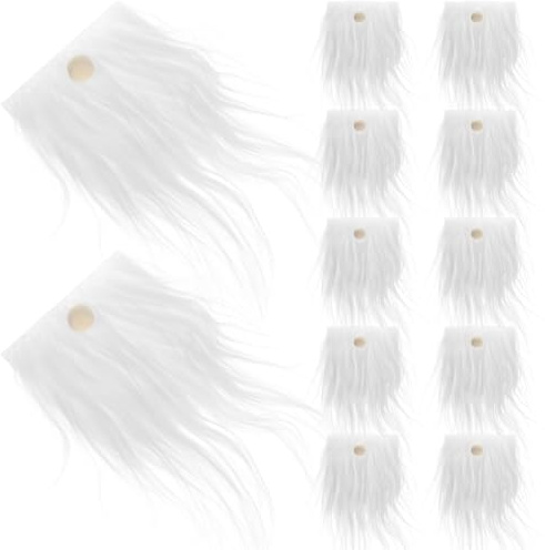 Hemobllo 12 STK DIY Wichtelbärte und 12 Holzkugeln Kit - Weißes Kunstfell Gnom Haare Bastelmaterial für Zwerge Handwerk und Cosplay Dekoration