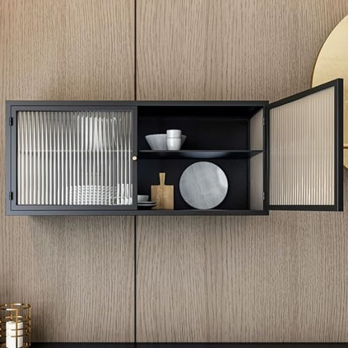 Wandschrank aus Metall mit Glastüren, stilvolle Aufbewahrung für Wohnzimmer und Küche, platzsparende Hängevitrine