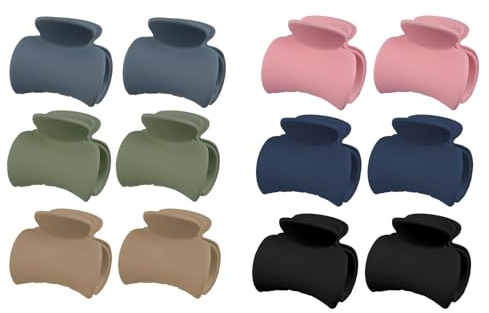 Lot de 12 mini pinces à cheveux, 6 couleurs mates, 3,5 cm de large