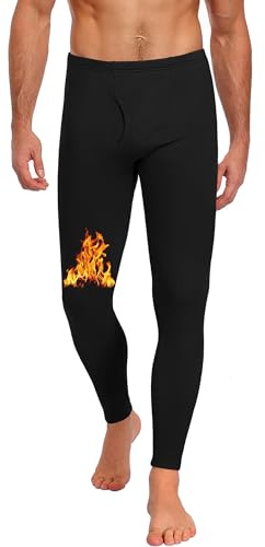 BLONGW Thermo Unterhosen Herren Lange Thermohose Männer Warm Thermounterwäsche Fleece Skiunterwäsche Funktionsunterwäsche für Winter Gefüttert Hose（A-Schwarz,L）