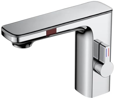 KLYDBMYT Robinet de lavabo Intelligent de Luxe avec capteur, mitigeur d'eau Chaude et Froide à écran numérique, Robinet de lavabo sans Contact (Chrome)