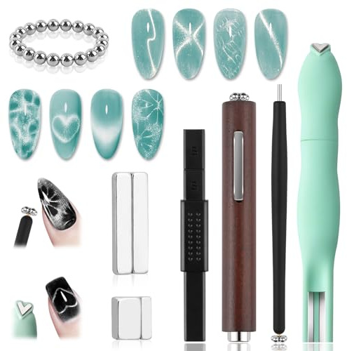 28 Stück Cat Eye Magnet für Nägel, TOROKOM Magnetstift Nagel Kunst Magnet Stick Magnetstift Nail Art Magnet Art Werkzeug Nagelmagnete für DIY Katzenauge UV Gel Polnisch Nagel