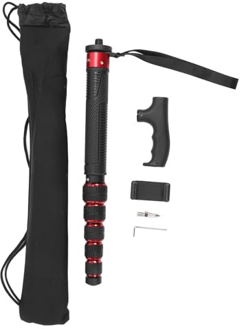 LONGONGAN Monopod pour Caméra avec Poignée de Bâton de Marche, Monopod Télescopique Extensible pour Voyage, 6 Sections en Alliage d'Aluminium Hauteur Réglable de 44cm à 174cm, Compatible ave