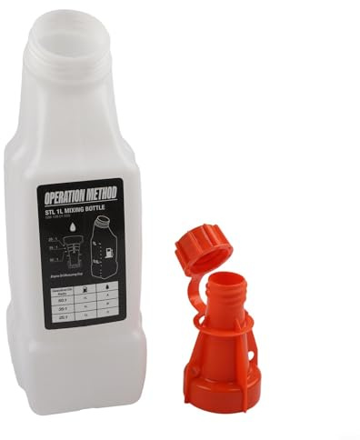 Botella mezcladora de combustible y aceite de 1 litro, para equipo de jardín de 2 tiempos, con medidas precisas de proporción 50:1/40:1/35:1/25:1, contenedor de medición compatible con motosierra