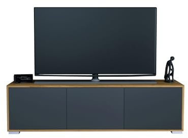 InnoFurn Tv-Board Elena, Lowboard mit Push-to-Open, Made in Germany, Moderner Fernsehschrank für Wohnzimmer Schlafzimmer, Eiche Evoke/Anthrazit matt (152,5 x 43 x 37 cm)