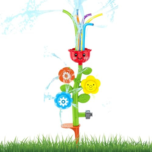 Jeux d Eau Exterieur pour Enfants, Jouets Sprinkler, Jouets d'arrosage Jeux Plein Air, Jeux d'arrosage en Plein air avec 8 Tubes pivotants,Arroseurs Jeu d'eau Fleur, Jeu d'eau Sprinkler