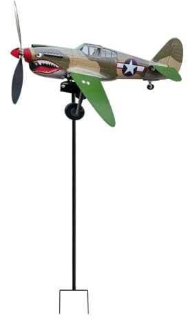 Luckxing Windrad Garten Deko Metall Flugzeug – Windspiel Mit Geräuschlosem Rotor, UV-beständig Und Rostfrei, Geeignet Für Hof Oder Beet, Geburtstagsgeschenk Für Flugzeugfans