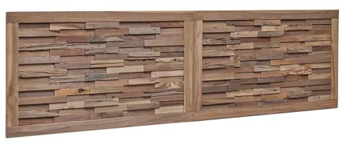 vidaXL Bettkopfteil Natur Massivholz Teak, Schlafzimmer Deko, rustikaler rechteckiger Kopfteil, Wandmontage für gemütliches Ambiente