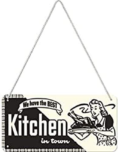 Nostalgic-Art Cartel Colgante Retro Home & Country – Kitchen – Idea de Regalo para la Cocina, metálico, Diseño Vintage para decoración, 10 x 20 cm