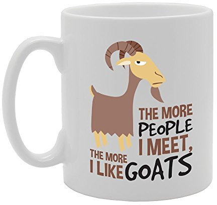 MG3070 Mug en céramique avec inscription « The More People I Meet, The More I Like Goats »