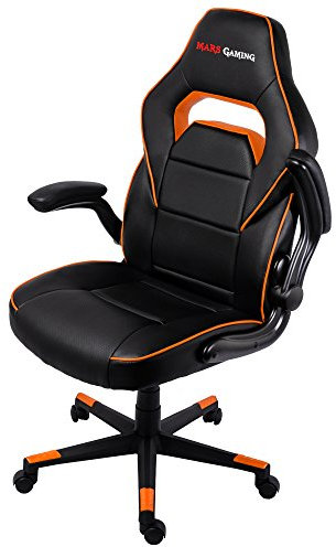 Mars Gaming MGC117 - Silla Gaming, Ajustable, reposabrazos abatibles, Naranja