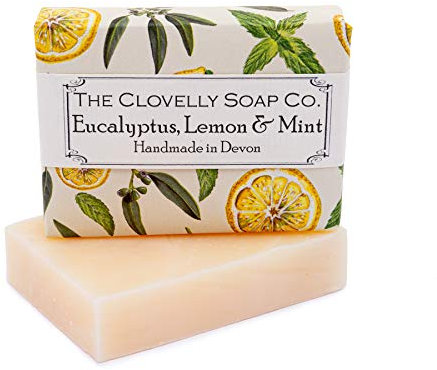 Clovelly Soap Co Natural Handmade Eucalyptus Mint and Lemon Soap Bar for all Skin Types 100g