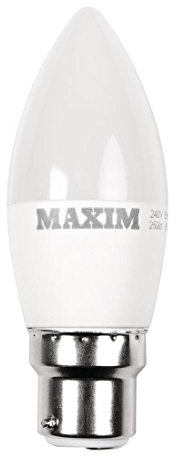 Maxim LED Candle Bayonet Cap (BC) Bulbs, B22, 6 W, Daylight White 40MLCBCDL5X10 | Provides instant energy-saving illumination with a classic shape, ideal for commercial hospitality and catering use.