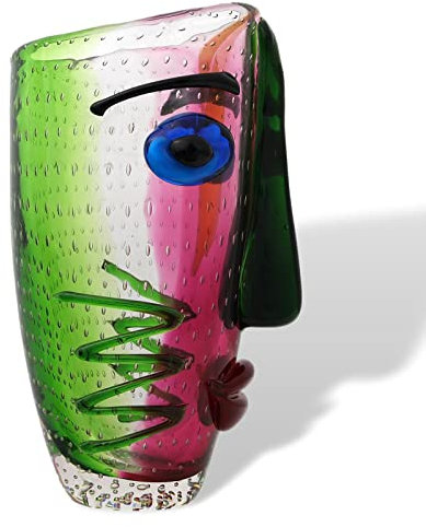 aubaho Glasvase Vase Gesicht Glas im Murano Antik Stil 30cm