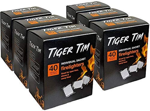Tiger Tim Firelighters X6 tubs 240 Sachets in Total Great for Stoves and BBQs