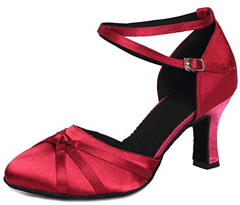 HROYL Donna & Bambina Scarpe da Ballo Latino/Sala/Samba da Ballo Tacco 5cm/7cm/7.5cm/8.5cm/10cm,516-7,Rosa,EU35