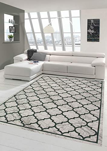 Moderner Designer Teppich marokkanisches Muster hellgrau anthrazit Silber Größe 120x170 cm