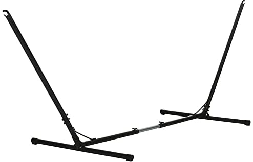 Outsunny Hängemattengestell für Hängematte Hängemattenständer größenverstellbar (313–388) x 109 x 116 cm bis 120 kg Garten Strand Metall