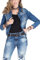 Cipo & Baxx Damen Jeans Jacke kurz Design Denim Jacke mit Nieten Blau XS