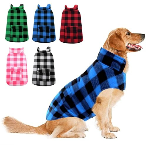 ASENKU Hundemantel für Grosse Hunde XL,Warme Hundemantel Winter, Fleece Hundejacke Reversible wasserdichte Winddichte Kalte Wetter Winterjacken & Wintermäntel mit Geschirr Loch