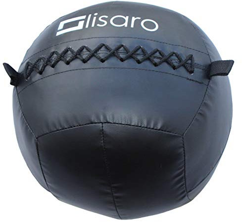Lisaro Premium Fitness Ball | Medizinball für Ausdertraining & Funktionelles Krafttraining - Gewichtball Gymnastikball Wallball, schwarz. (6kg)