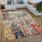 Paco Home Wohnzimmer Teppich Kurzflor Boho Vintage Design Geometrische Muster Used Look Industrial Style, Grösse:80x150 cm, Farbe:Bunt 3