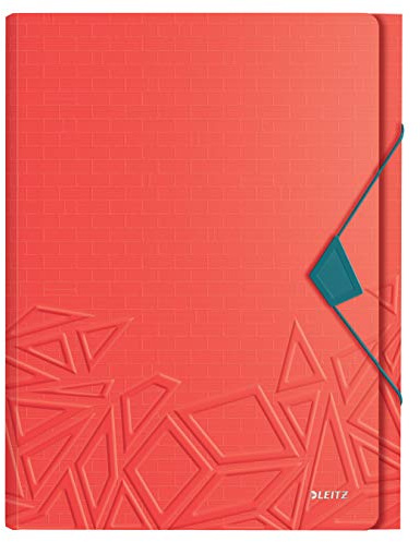 Leitz Urban Chic Projektmappe in A4 Format, 5 Fächer, Gummibandverschluss, Kapazität für 250 Blatt, Rot, 39970020