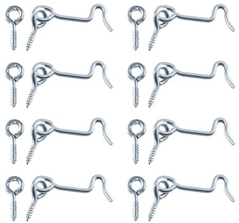 Zorfeter 8 ganci girevoli da 3,8 cm, zincati, per porte e finestre in legno, con viti di montaggio