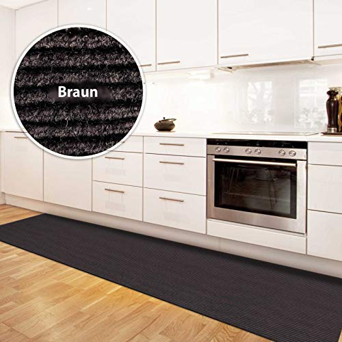Floordirekt Alfombra de cocina Magnum | Alfombra de pasillo a medida para la cocina | Ancho: 100 cm, muchos Colores | Alfombra moderna (marrón, 100 x 100 cm)