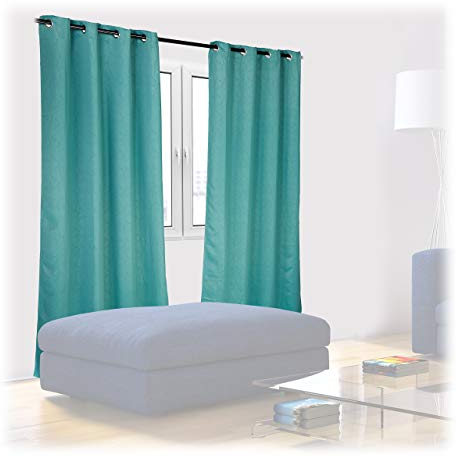 Relaxdays Vorhänge, 2er Set, HB 245x135 cm, Blickdicht, lichtundurchlässig, Ösen, Verdunkelungsvorhänge mit Muster, grün