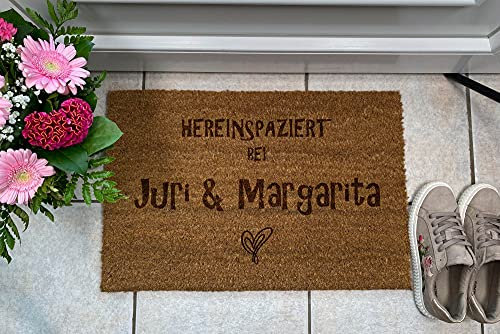Tinobu Personalisierte Fußmatte mit Gravur Abtretter Kokos Familie Fußmatten Haustür 60x40 cm (Variante 4)