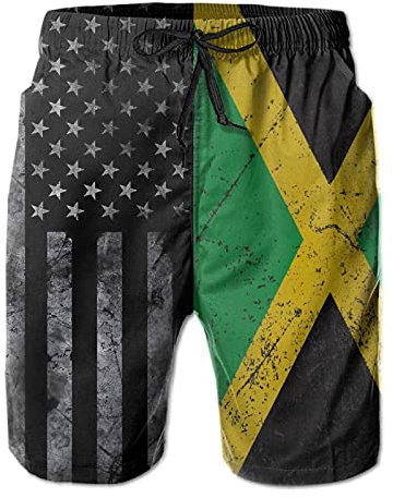 Shuwekk Short de bain pour homme - Motif drapeau américain - Séchage rapide, blanc, XX-Large