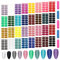 384 Stück Full Wraps Nagelaufkleber, Kalolary 32 Blatt Solide Glitzerfarbe Nagelfolien Selbstklebende Nagelabziehbilder Aufkleben Nagelstreifen mit 5 Feilen für Frauen Mädchen DIY Nail Art Dekoration
