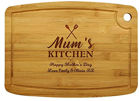 Personalised Chopping Board | Bamboo Cutting Board | Cheese Board Wedding Gift for Couples - Laser Engraved Housewarming Gift -Custom Wedding, Valentines or Anniversary Present for families (Design 1)