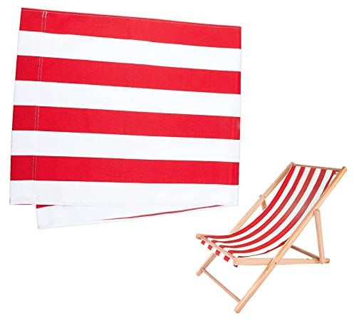 PandaHall Tela de Repuesto para Silla, 44x17 Pulgadas Silla de Salón Tela Larga Playa Silla Plegable Silla Roja y Blanca Silla de Lona Oxford A Rayas Accesorios para Tumbona Piscina Jardín de Sol