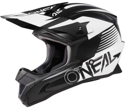 O'NEAL | Motocross-Helm | MX Enduro | ABS-Schale, Konfort-Innenfutter, Lüftungsöffnungen für optimale Belüftung & Kühlung | 1SRS Helmet Stream V.23 | Erwachsene | Schwarz Weiß | Größe XL (61/62 cm)