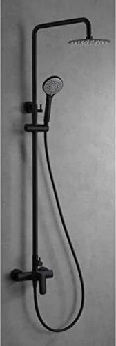 IMEX - Conjunto de ducha monomando compuesto por barra de ducha, tele ducha, rociador, flexo - Columna de ducha con barra extensible - SERIE URAL BDG040/NG NEGRO MATE