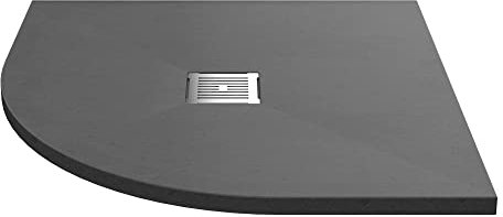 nuie NLT71106 Modern Bathroom Slimline Quadrant Shower Tray - Grill Not Included, 900mm x 900mm, Slate Grey