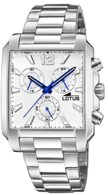 Lotus Herrenuhr Analog aus Edelstahl 316l Silberfarben | Quarzwerk, Chronograph, Widerstandsfähiges Mineralglas, Wasserdicht 5 ATM 18850/1 Special Prices