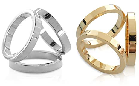 LumiSyne 2 Stück Schalring Clip Tuchring Modisch Drei Ring Gold Silber Schal Ringe Modern Einfach Dreifach Verschluss Schal Clip Schals Schnalle Kleidung Dekoration Zubehör Für Seidenschal Halstuch