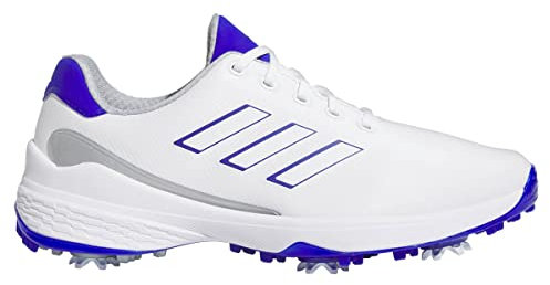 adidas ZG 2023 Zapatillas de Golf para Hombre con Taco (White/Blue, Fraction_45_and_1_Third)