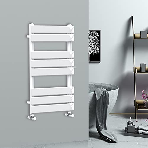 Warmehaus Flat Panel Bathroom Heated Towel Rail White 800x450mm