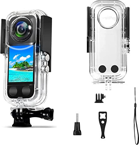 LTSKY Boîtier étanche pour Insta360 ONE X3 PC, boîtier sous-marin de 30 m avec base invisible, lentille en verre trempé, compatible avec appareil photo One X3 à 360 degrés