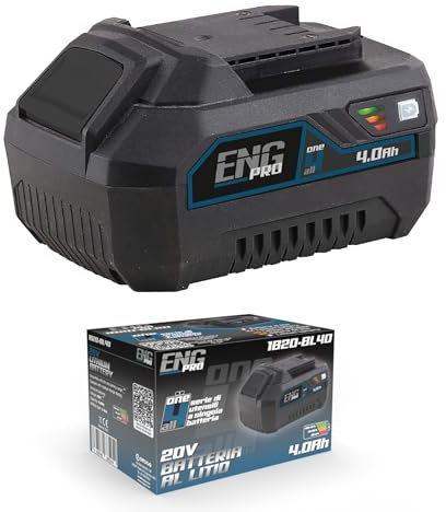 Batteria Singola Unica Da 20V 4.0Ah - Linea Professionale a Batteria ONE4ALL - Per Elettroutensili Trapano Smerigliatrice Utensile Multifunzione Senza Carica Batteria - ENG PRO