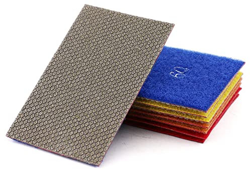 HOMESOM 4 piezas de papel de lija de diamante abrasivo, hoja de pulido a mano galvanizada con gancho en la parte trasera para hormigón y vidrio de granito (grano 60/120/200/400)