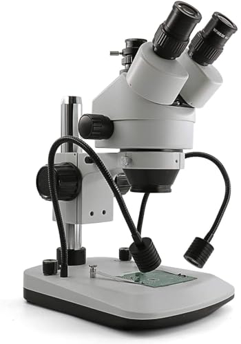 SWIFT S7-TGL-CA05 Trinokulares Schwanenhals-Zoom-Stereomikroskop, WF10X-Okulare, 7- bis 45-fache Vergrößerung, oberes Doppel-Schwanenhals-LED-Licht und durchgelassenes LED-Licht