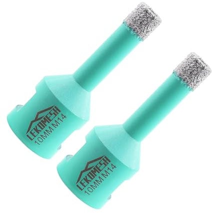 Punta per Trapano Diamantata 2 pezzi - 10MM Punta a Tazza per Porcellana Ceramica Piastrella Marmo Granito Pietra Quarzo- Filettatura M14 per Smerigliatrici Angolari LEKOMESH